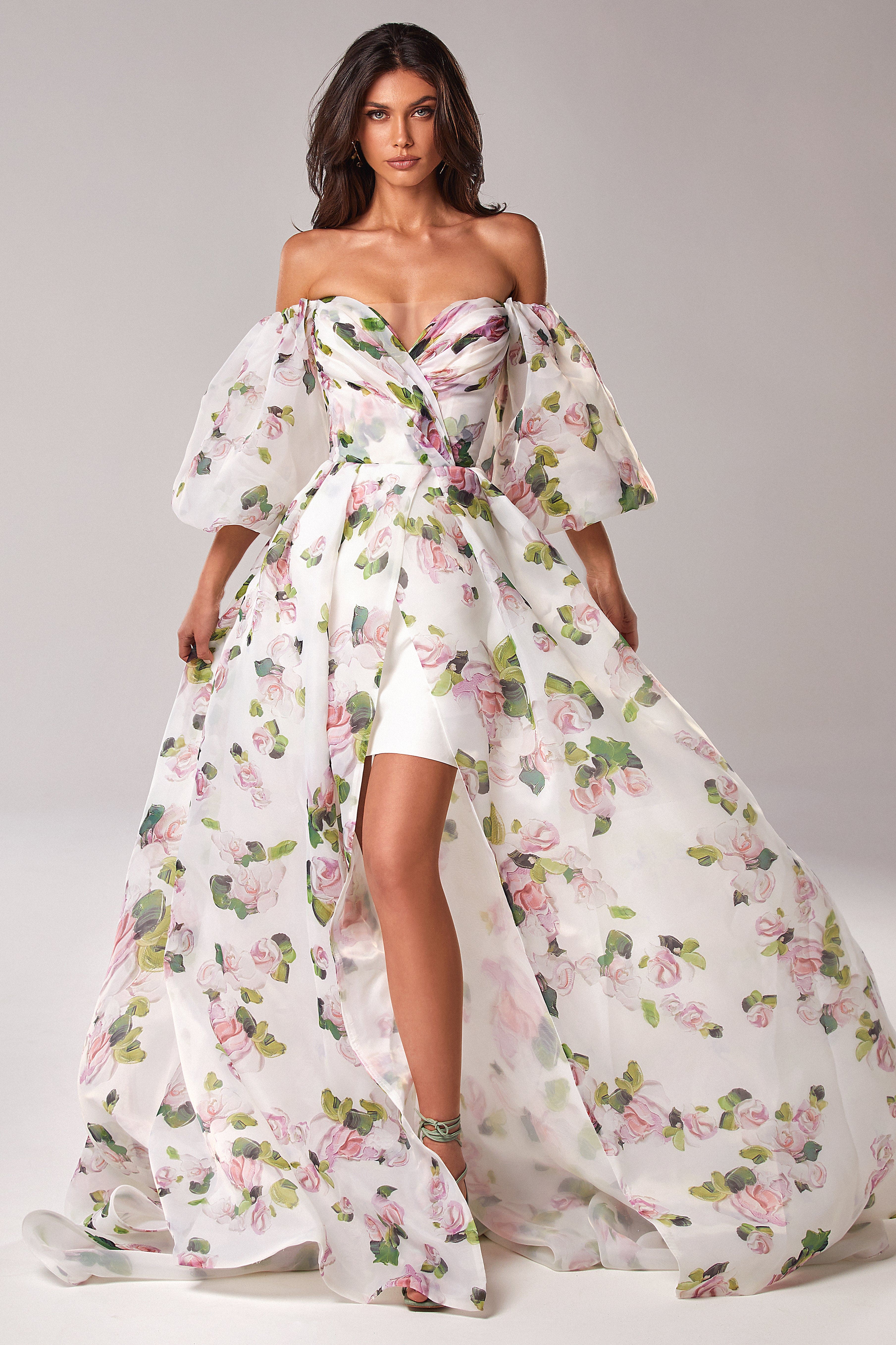 Puff Sleeve Corset Bodice Prom Dress – CB080 | Sentani Boutique